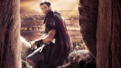 Scene from the movie "Risen" (2016) featuring a Roman soldier on horseback, perfect for those looking to download Risen 2016 movie.