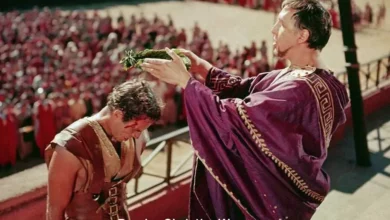 Scene from "Ben-Hur" featuring a Roman official crowning a warrior, ideal for those looking to download Ben-Hur movie.