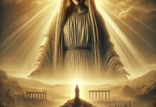 Saint Mary movie poster featuring a radiant depiction of Mary with golden rays, symbolizing divine light and grace